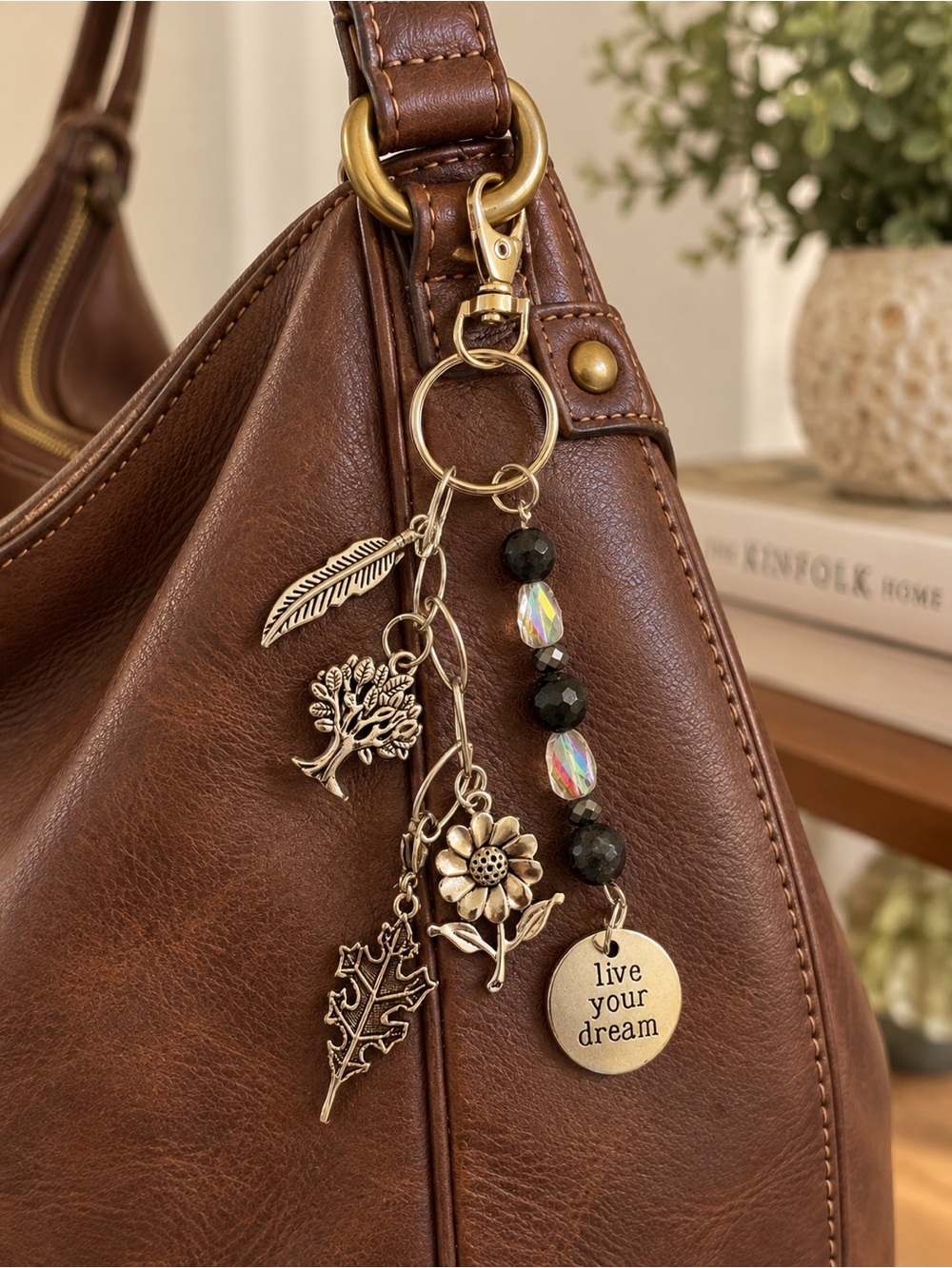 Handcrafted Nature-Inspired Bag Charm: “Live Your Dream”